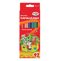 Карандаши цветные ГАММА "Мультики", 12 цветов, заточенные, трехгранные, картонная упаковка, 05091807, 050918_07