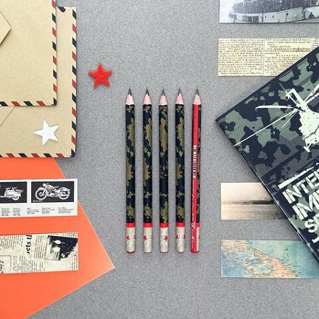 Карандаш чернографитный утолщенный BRUNO VISCONTI "HappyGraphix Jumbo", "Милитари. Звезда", 4В, 21-0062/11 