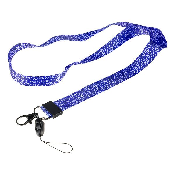 Лента для бейджей MESHU "Doodles", 45см, петелька, карабин, опп пакет с европодвесом