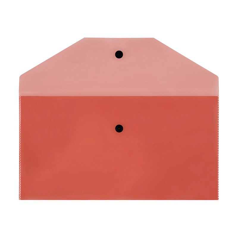 Папка-конверт на кнопке СТАММ С6+, 150мкм, пластик, прозрачная, красная 