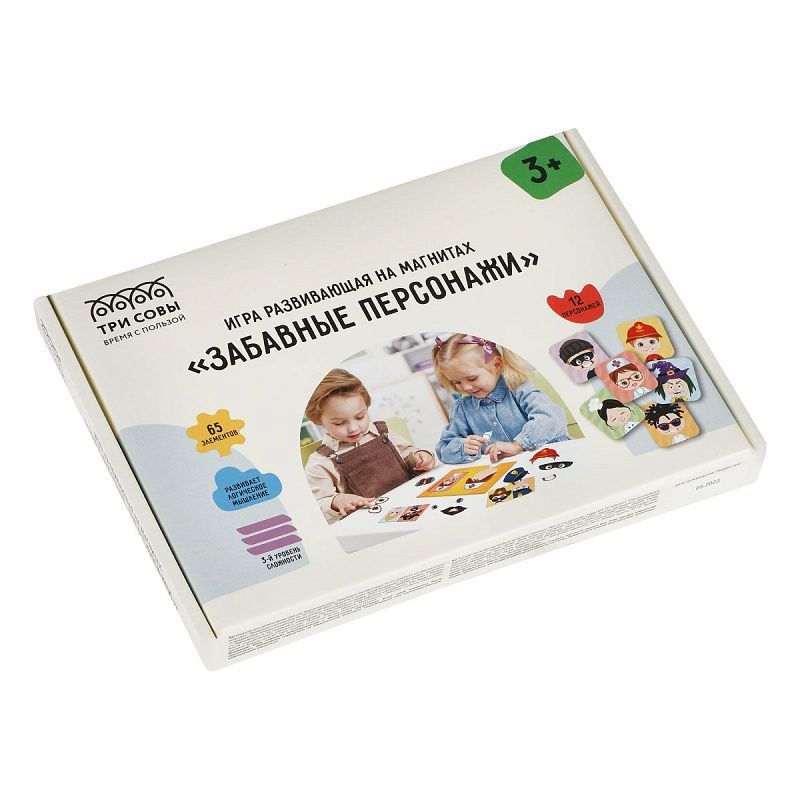 Игра развивающая на магнитах ТРИ СОВЫ "Забавные персонажи", 65 эл. 