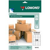 Бумага самоклеящаяся А4 50л. Lomond, белая, 24 фр. (70*37), 70г/м2