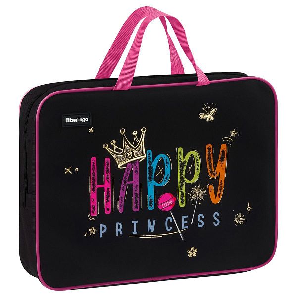 Папка текстильная с ручками 1 отделение, А4 Berlingo "Candy Princess", 350*265*80мм, текстиль, на молнии