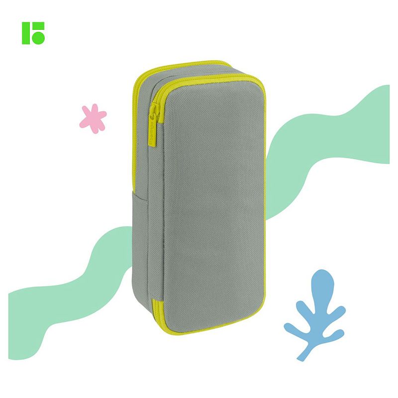 Пенал 2 отделения, 205*80*55 Berlingo "Light grey", полиэстер, внутренний органайзер, магнит 