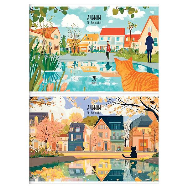 Альбом для рисования 20л., А4, на скрепке BG "Весна в городе"