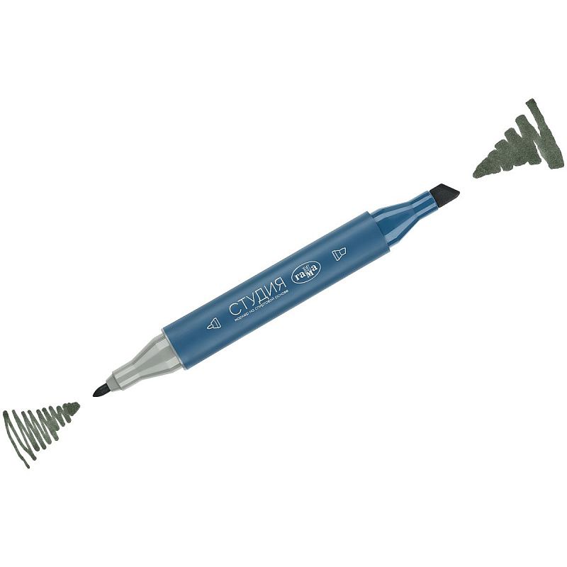 Маркер двусторонний для скетчинга Гамма "Студия", серо-зеленый, корпус трехгранный, пулевид./клиновид. наконечники