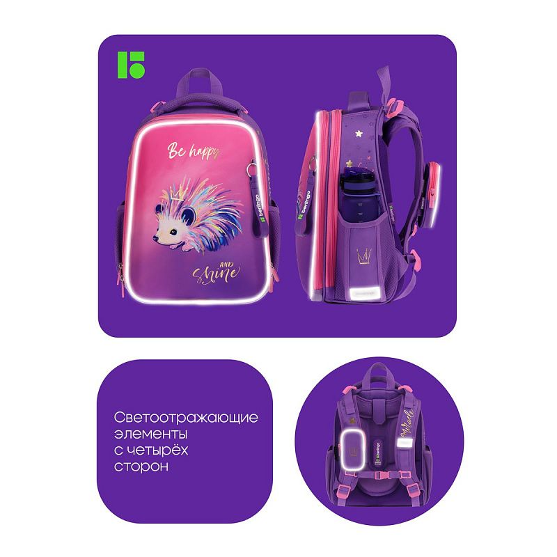 Ранец Berlingo Expert "Hedgehog" 37*28*16см, 2 отделения, 2 кармана, анатомическая спинка 