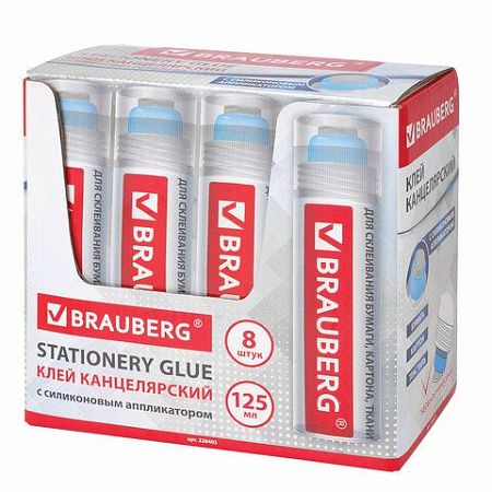 Клей канцелярский BRAUBERG, 125 мл, с силиконовым аппликатором, 228403