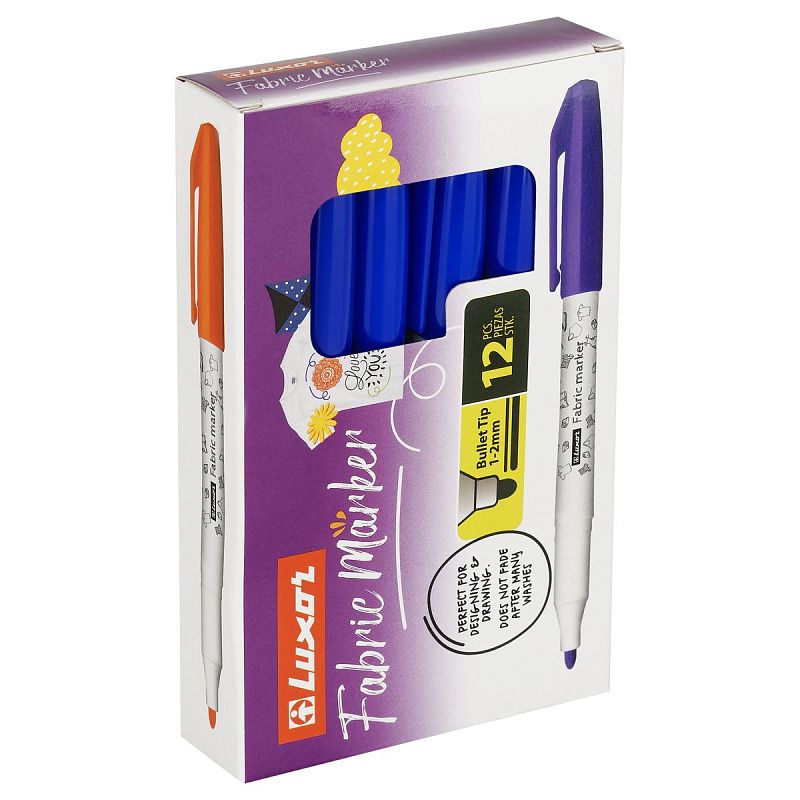 Маркер для ткани Luxor "Fabric" синий, пулевидный, 1-2мм 