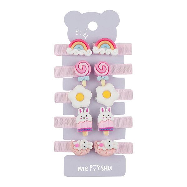 Заколки для волос MESHU, прищепки с топперами, ассорти, 10шт., европодвес