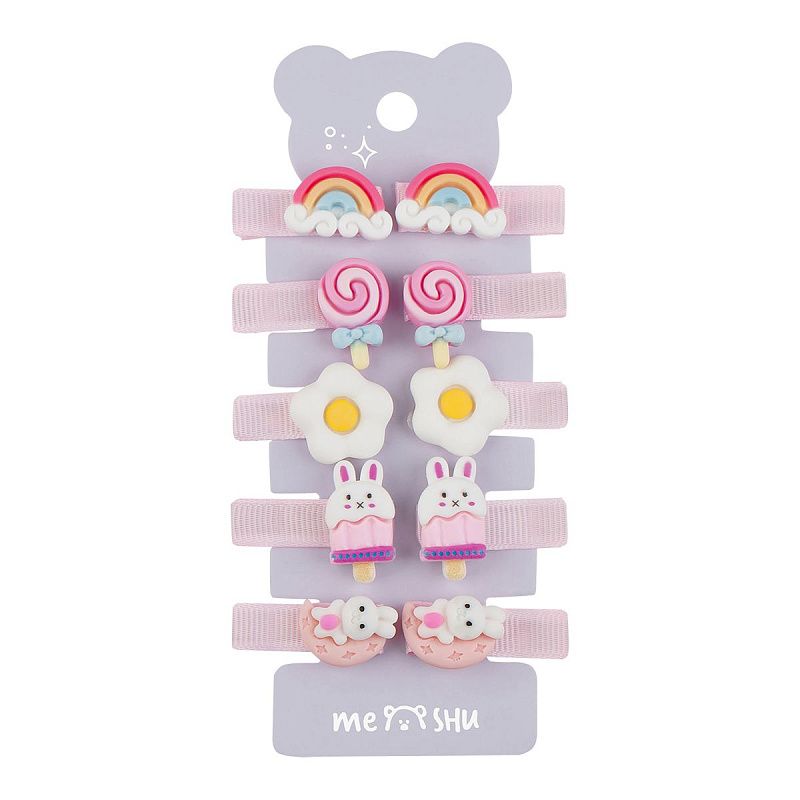 Заколки для волос MESHU, прищепки с топперами, ассорти, 10шт., европодвес