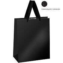 Пакет подарочный 18*23*10см MESHU "Black",  матовая ламинация