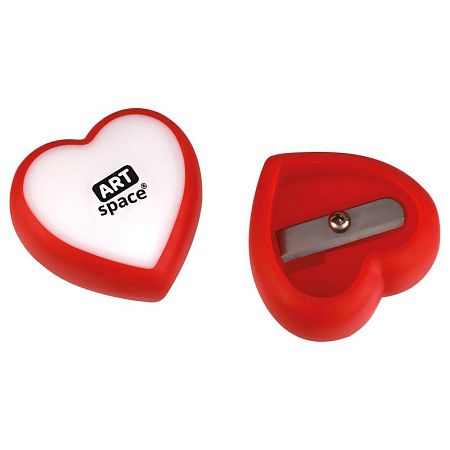 Точилка пластиковая ArtSpace "Heart", 1 отверстие, ассорти 