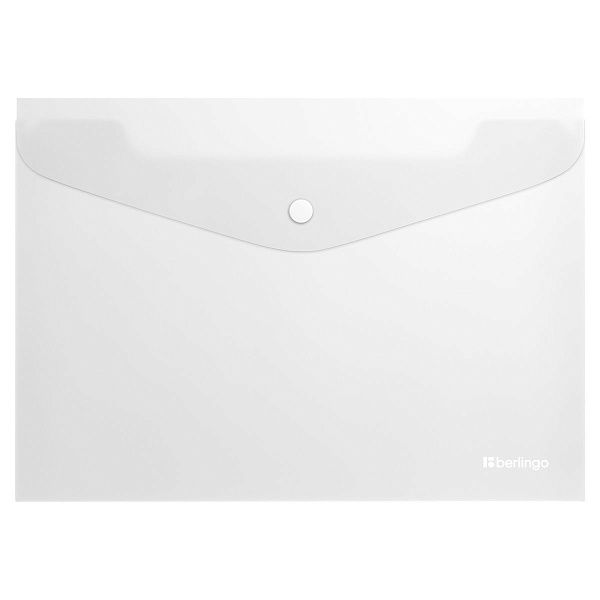 Папка-конверт на кнопке Berlingo "Soft Touch", А4, 200мкм, софт-тач, прозрачная