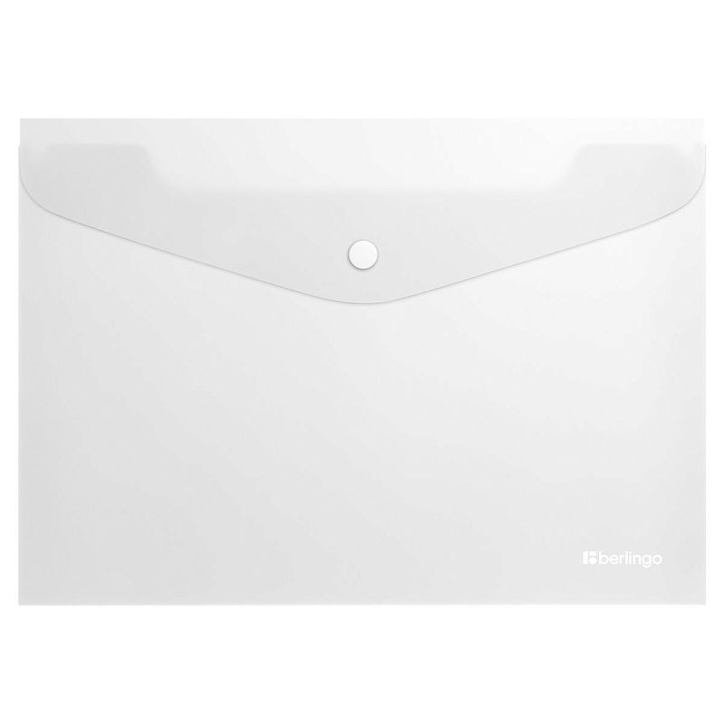 Папка-конверт на кнопке Berlingo "Soft Touch", А4, 200мкм, софт-тач, прозрачная