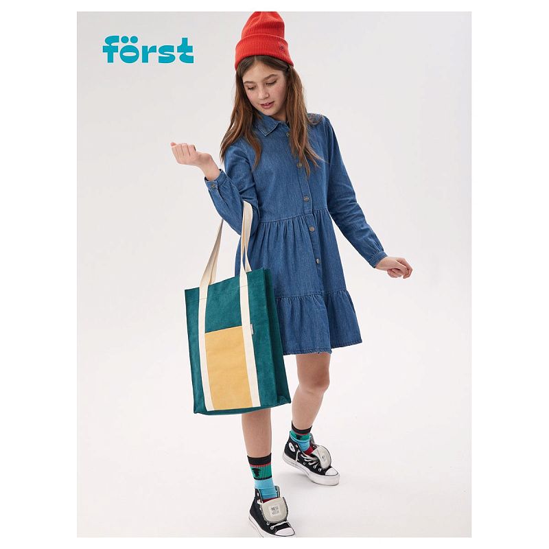 Сумка-шоппер Först "Grass" 40*35*8см, 1 отделение, 1 карман, вельветовая на кнопке 