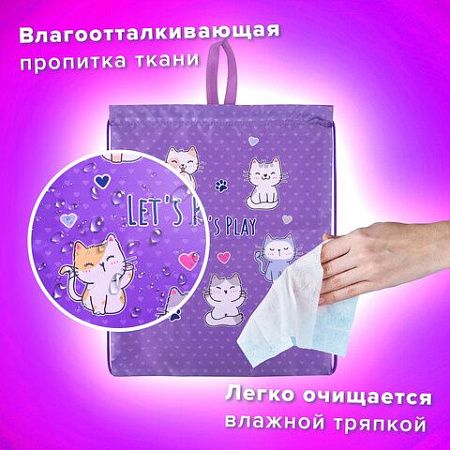 Мешок для обуви BRAUBERG KIDS, с петлей, 42х34 см, "Playing kittens", 272413 