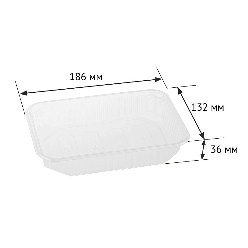 Контейнеры одноразовые OfficeClean 500мл, набор 100шт., без крышек, 186*132*36мм, ПП, прозрачные