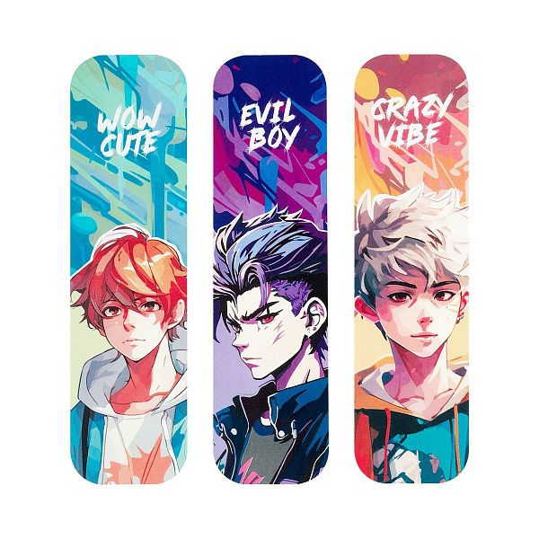 Закладки для книг, 3шт., 47*176мм, MESHU "Anime boy"