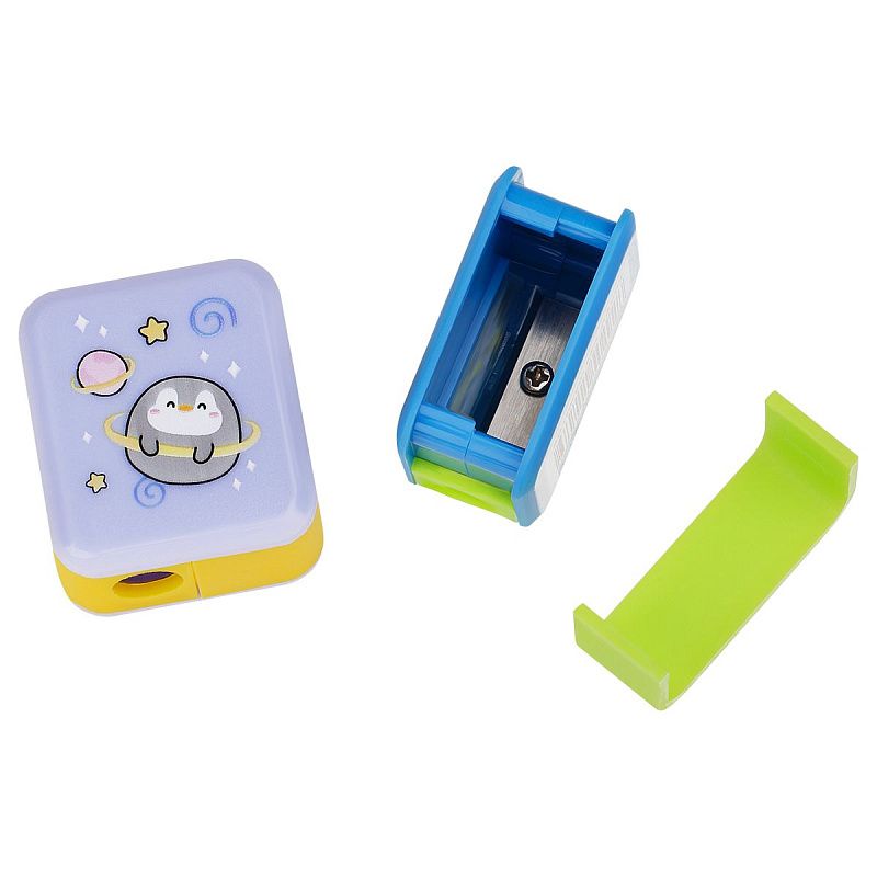 Точилка пластиковая MESHU "Bubble friends", 1 отверстие, ассорти 