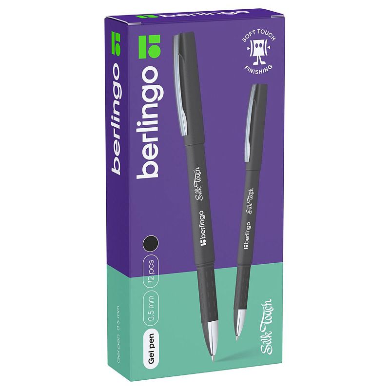 Ручка гелевая Berlingo "Silk touch" черная, 0,5мм, грип 