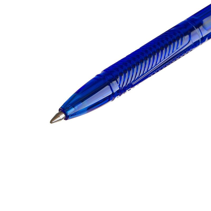 Ручка шариковая СТАММ "Орбита 100" 4шт., синие, 0,7мм, тонированный корпус, пакет с европодвесом 