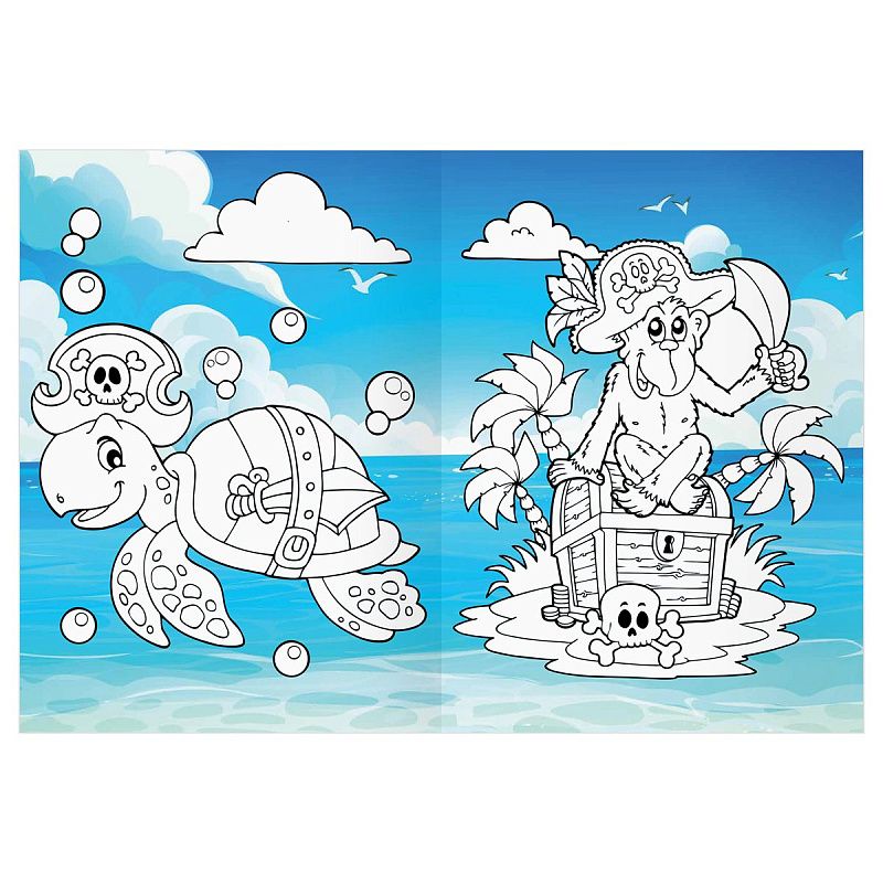 Раскраска А4 ТРИ СОВЫ "Остров сокровищ", 16стр., цветной фон