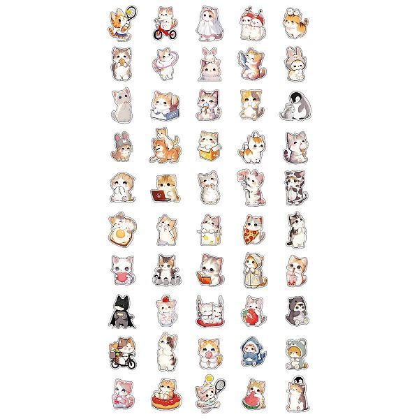 Набор наклеек ПВХ MESHU "Funny cats",8,5*13 см., 50 наклеек инд. уп., европодвес