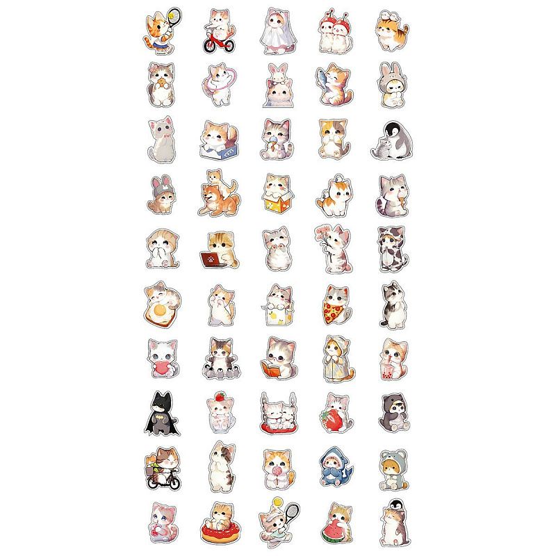 Набор наклеек ПВХ MESHU "Funny cats",8,5*13 см., 50 наклеек инд. уп., европодвес