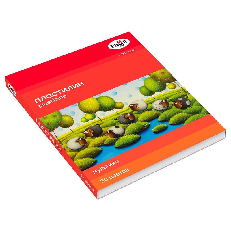 УЦЕНКА - Пластилин Гамма "Мультики", 30 цветов, 600г, со стеком, картон. упаковка