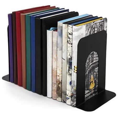 Держатель (ограничитель) подставка для книг BRAUBERG "Germanium Solid", КОМПЛЕКТ 2 штуки, металл, 237979 