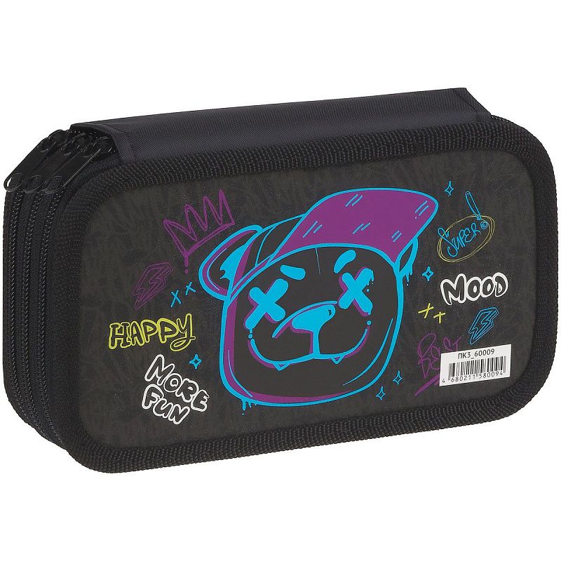 Пенал 3 отделения, 190*110 ArtSpace "More Fun", ламинированный картон, софт-тач 