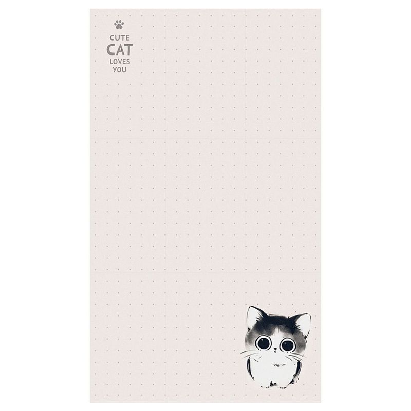 Блок для записей MESHU "Cute cats", 10*17см, 50л., на склейке