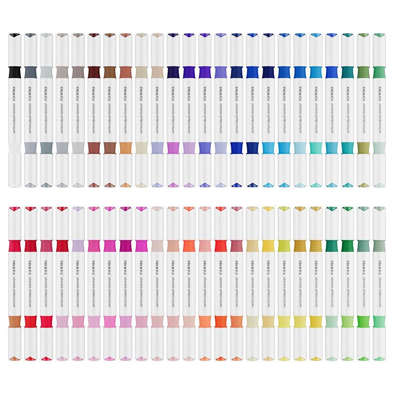 Маркеры акриловые Гамма "Классические", двухцветные, 48шт., 96 цв., пластик.бокс