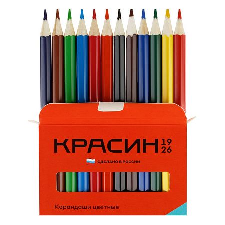 Карандаши цветные Красин "Приключения", 12цв., шестигран., заточен., картон, европодвес