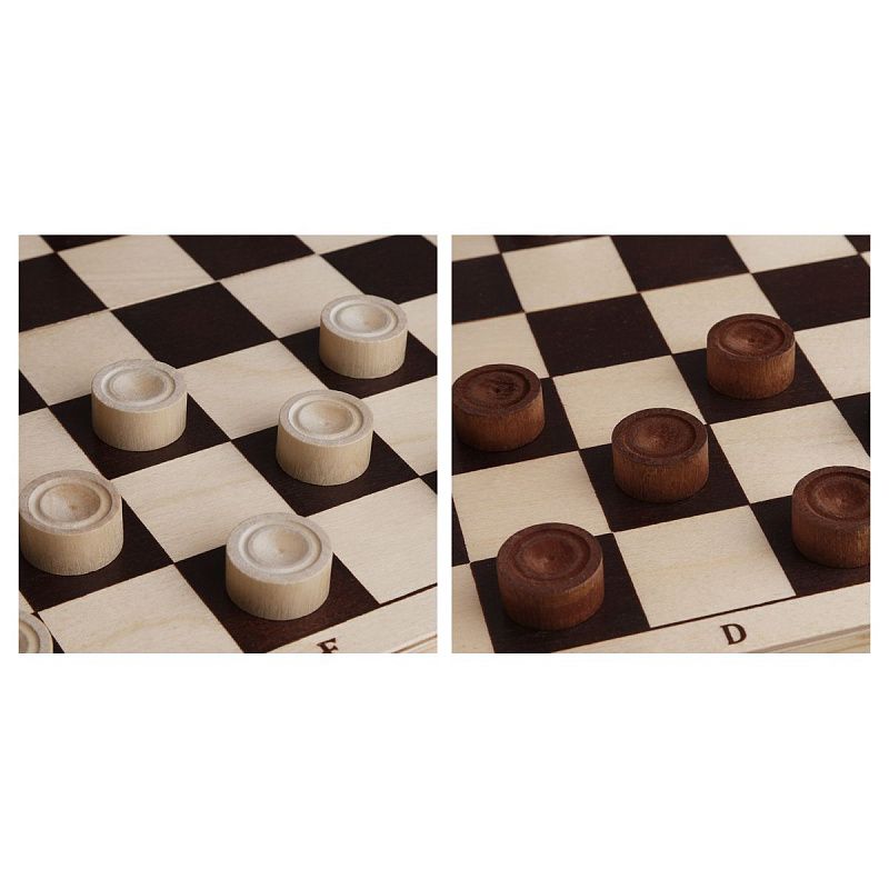 Шашки ТРИ СОВЫ деревянные с деревянной доской 29*29см