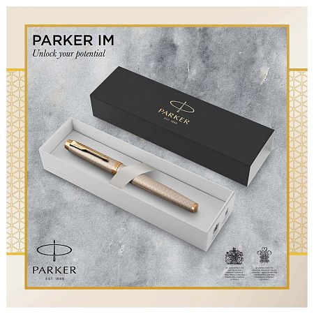 Ручка-роллер Parker "IM Premium Warm Silver GT" черная, 0,8мм, подарочная упаковка 