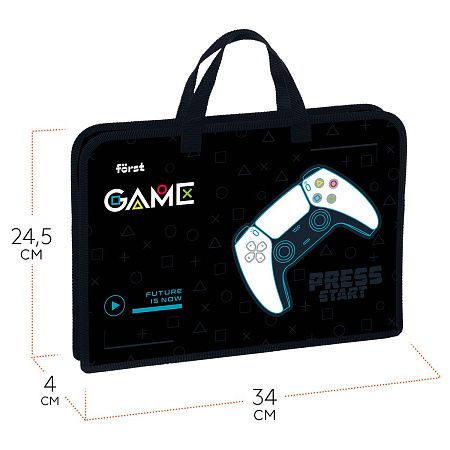 Папка с ручками 1 отделение, А4 Först "Game", 340*245*40мм, пластик, на молнии 