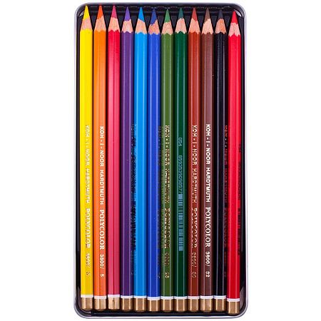 Карандаши цветные художественные Koh-I-Noor "Polycolor", 12цв., заточен., метал. пенал