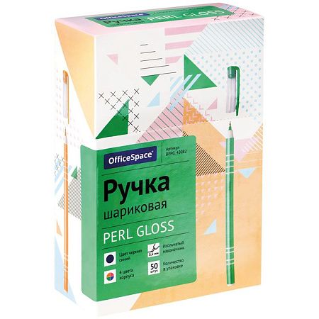 Ручка шариковая OfficeSpace "Perl gloss" синяя, 0,6мм, на масляной основе, штрих-код 