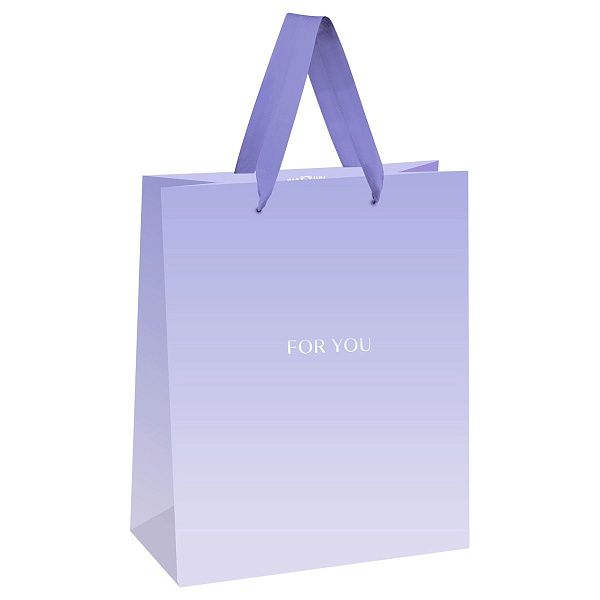 Пакет подарочный 18*23*10см MESHU "For you. Purple", фольга, матовая ламинация