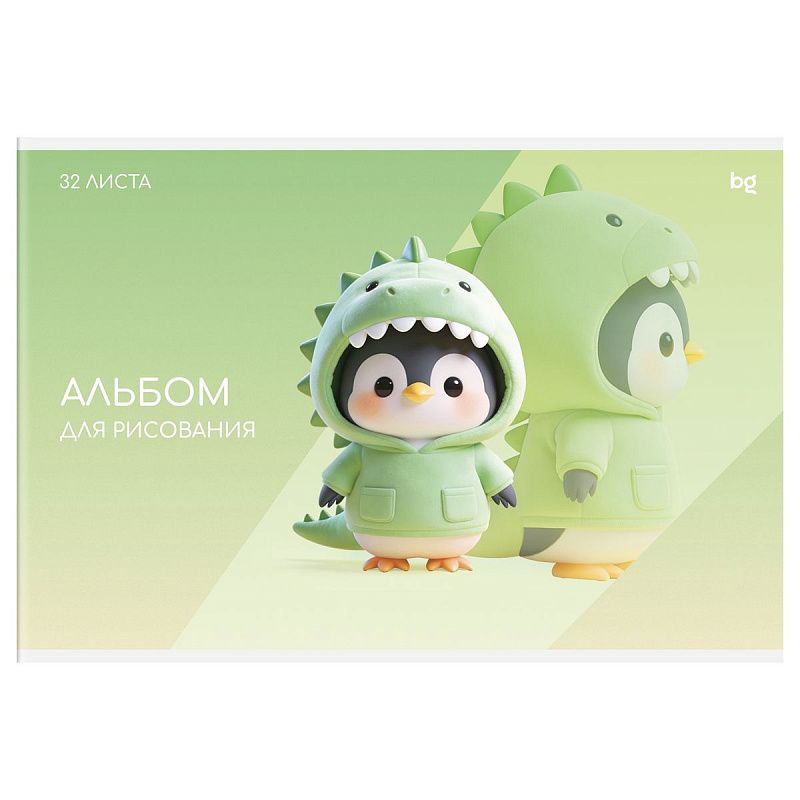 Альбом для рисования 32л., А4, на скрепке BG "Мультики", эконом