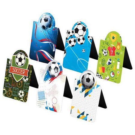 Закладки для книг МАГНИТНЫЕ c высечкой, "FOOTBALL", набор 6 шт., 35х25 мм, BRAUBERG, 113161 
