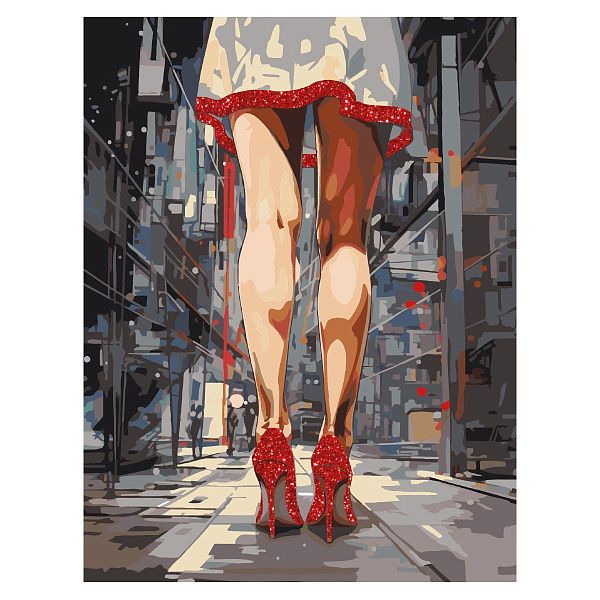 Картина по номерам на холсте с глиттером ТРИ СОВЫ "Ритм города", 30*40, с акриловыми красками и кистями