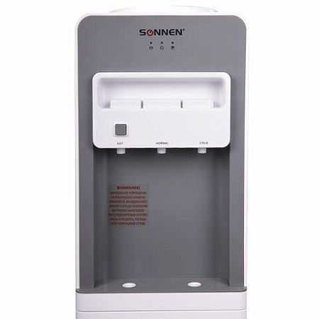 Кулер для воды SONNEN FSC-03BA, напольный, НАГРЕВ/ОХЛАЖДЕНИЕ КОМПРЕССОРНОЕ, 3 крана,серый, 455417
