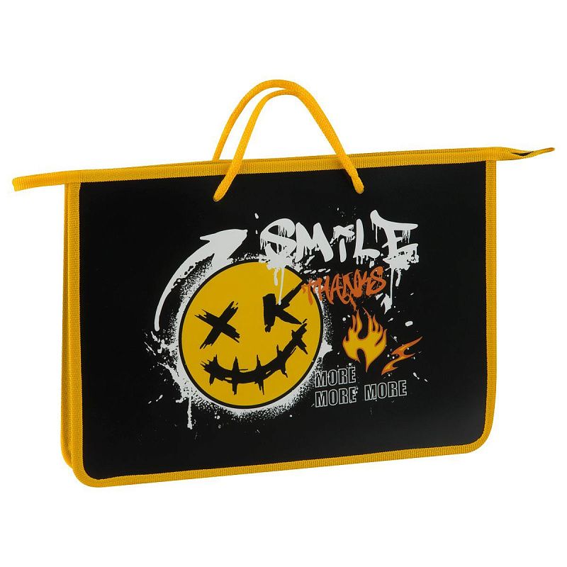 Папка с ручками А4 ArtSpace "Fire smile", пластик, на молнии, 45мм