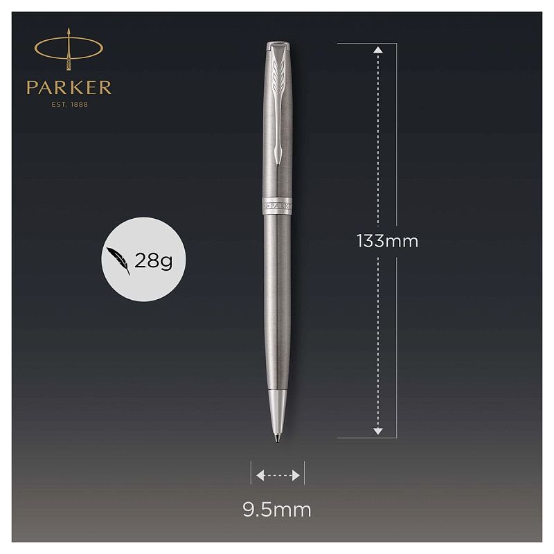 Ручка шариковая Parker "Sonnet Stainless Steel CT" черная, 1,0мм, поворот., подарочная упаковка 