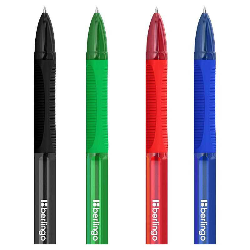 Набор шариковых ручек Berlingo "Tribase grip" 4 шт., 4 цв., 1,0мм, грип, европодвес 