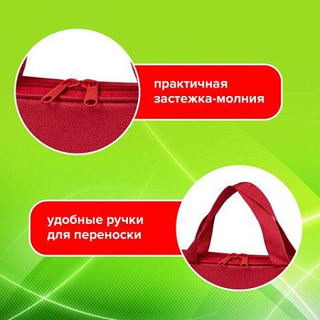 Папка на молнии с ручками STAFF EVERYDAY, А4, полиэстер, красная, 270730 