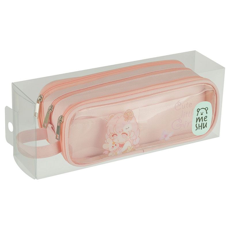 Пенал мягкий 3 отделения, с ручкой, 220*75*80 MESHU "Cute", полиэстер, ПВХ 